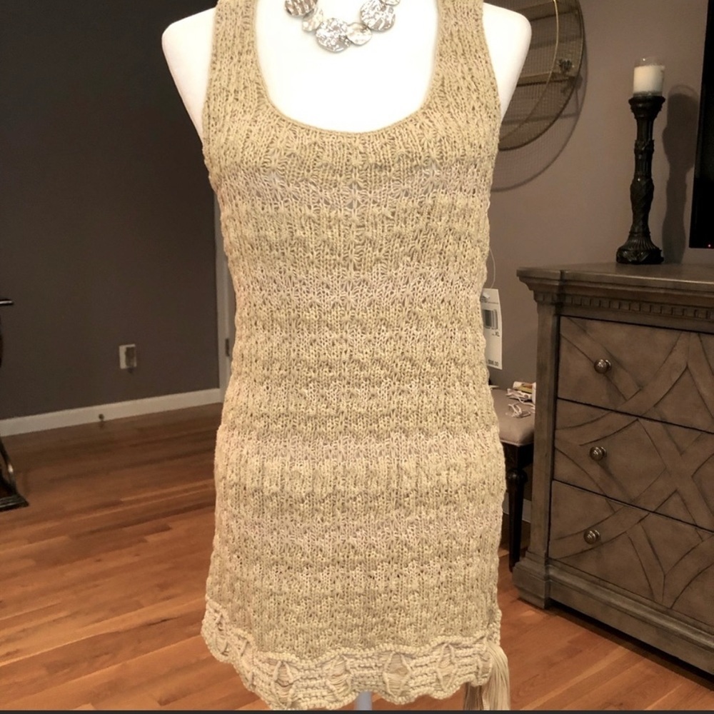 DKNY Crochet Macrame Fringe Detail Dress